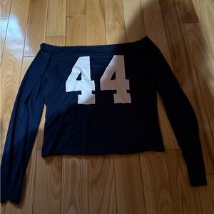 Urban Outfitters Black Long Sleeve Top with White '44' Print